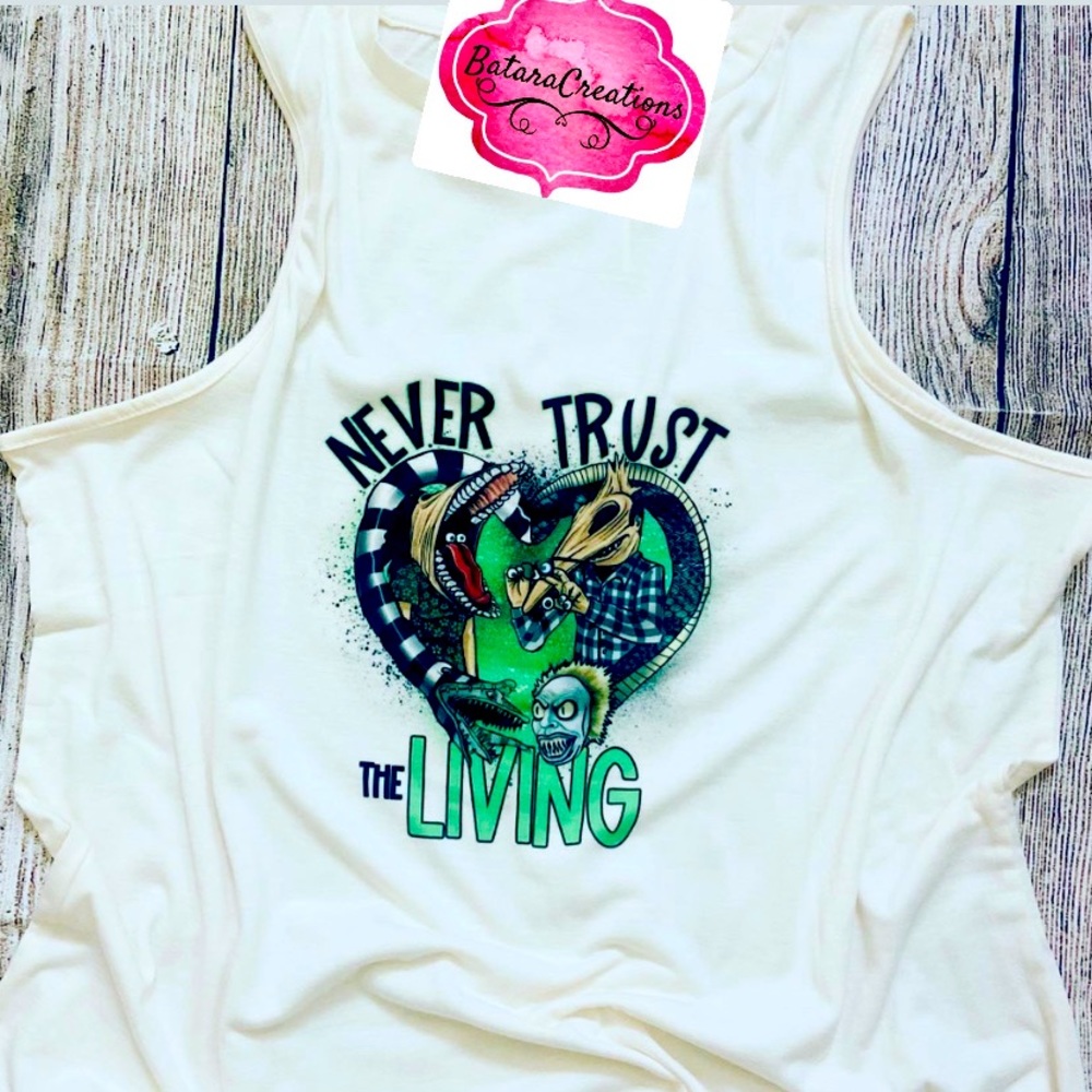 Beetlejuice inspired muscle tank